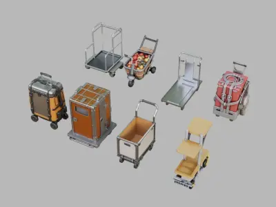 Trolleys Pack Collection Low-poly 3D model