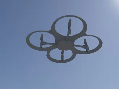 Quadrack quadcopter with four propellers Low-poly 3D model