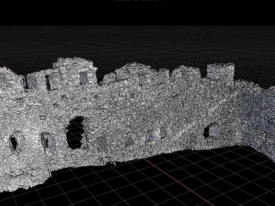 Castle Castle Wall ruins PBR Scanned Low-poly 3D model