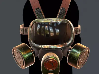 Gas mask helmet 3d model scifi Low-poly Low-poly 3D model