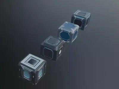 Low-Poly Sci-Fi Cargo Crate Pack-01 Low-poly 3D model