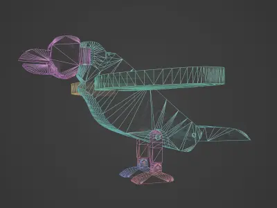 Wooden Toy Raven Low-poly 3D model