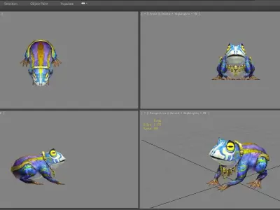 Cartoon mutant frog Low-poly 3D model