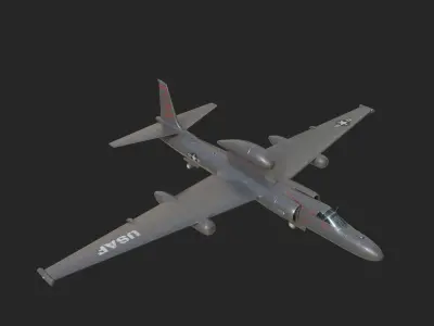 USA Air Force Lockheed U2S Dragon Lady reconnaissance airplane Low-poly 3D model