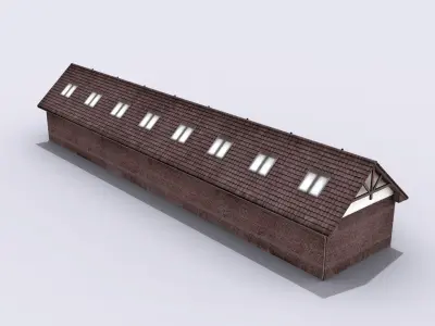Big Garage Warehouse Low-poly 3D model