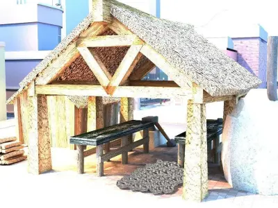 Blacksmith Medieval Building Low Poly Free low-poly 3D model