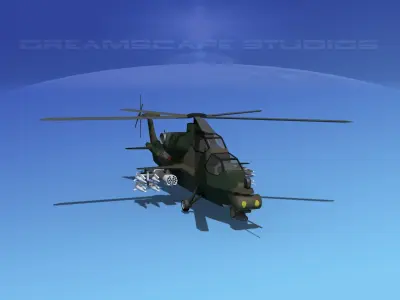 WZ-10 Attack Helicopter V04 Low-poly 3D model