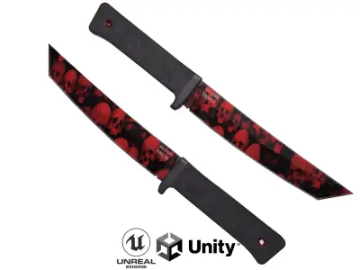 Cold Steel Recon Tanto Red Skull - Knife Low-poly 3D model