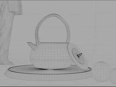 Cauldron iron teapot Free 3D model