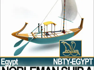 Ancient Egyptian Nobleman Ship and Naval Props 3D model