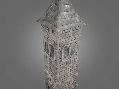 Medieval tower game ready Low-poly 3D model