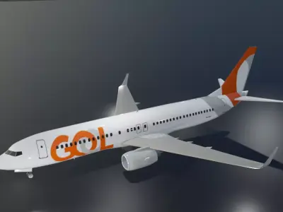 Gol Linhas Aereas Boeing 737-800 low poly with cockpit Low-poly 3D model