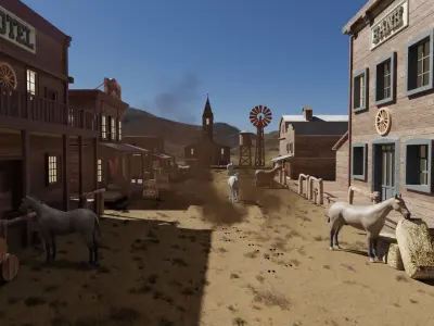 western cowboy village in kit Low-poly 3D model