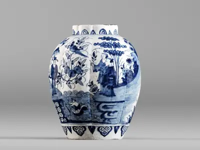 001592 3D-Scanned 17th-Century Chinese Faience Vase 3D model