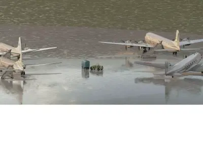 Douglas DC 3 DC-6B Convair 340 and Vickers Viscount 1940s -1950s 3D model