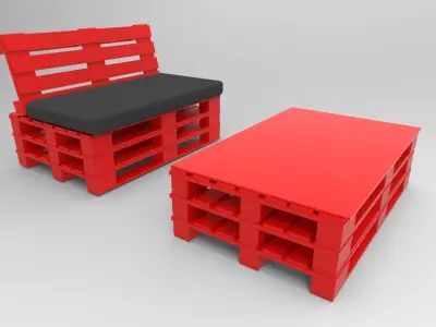 Pallet furniture 3D model