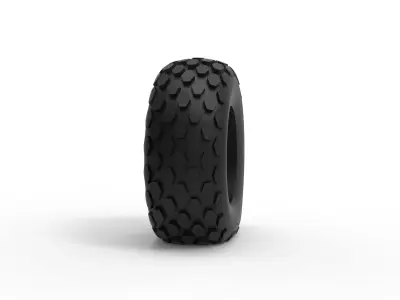 Offroad tire 28 deflated Scale 1 to 25 3D print model