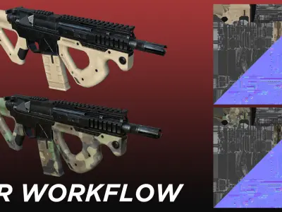 CQR Gen 1 - Game-Ready Weapon Low-poly 3D model