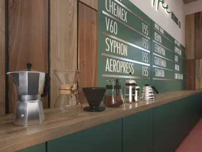 Coffee Brewing Shop Interior 3D model