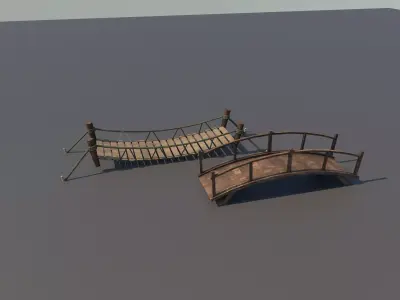 wooden bridge 3D model