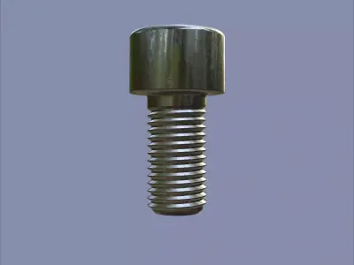 Steel Stained M10 Bolt Allen Cap with PBR 4K Textures 3D model