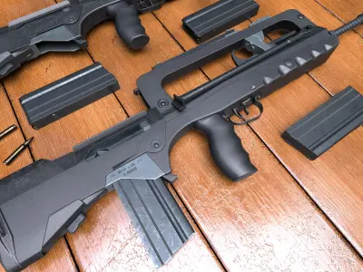 FAMAS F1 assault rifle Low-poly 3D model