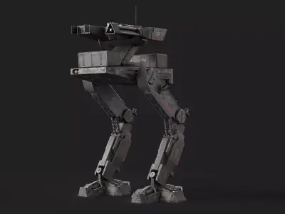 Mech Robot Two Legs Combat Sci-Fi Low-poly 3D model