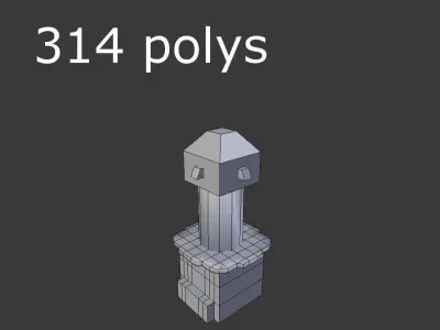 low poly temple pillar 2 Low-poly 3D model