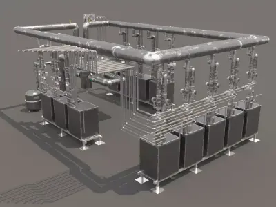 Industrial boiler room 3D model