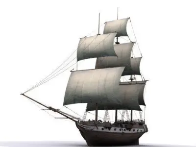 17 sailing ship Low-poly 3D model