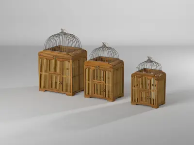 Elosie Decorative Bird Cage Set Animal 3D model