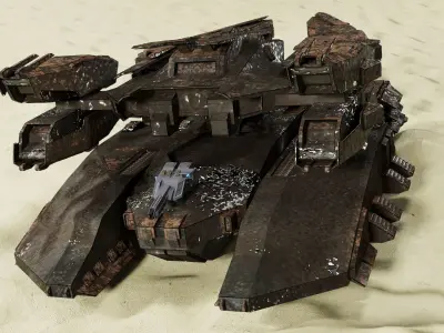 Abandoned future electromagnetic gun tank 3D model