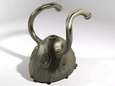 Ancient Combat Helmet - Celtic Horn 3D model