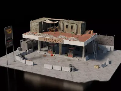 Warzone - Reused Gas Station 3D model