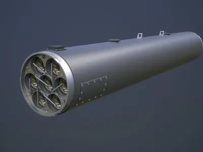 Hydra 70 missile with LAU-61 and LAU-68 launchers 3D model