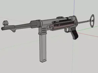 MP-40 machine gun Low-poly 3D model