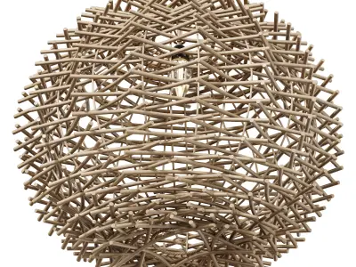 Bird Nest Rattan Lampshade Pendant Light 3D model