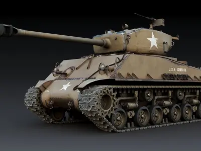 Tank M4A2 76W  Low-poly 3D model