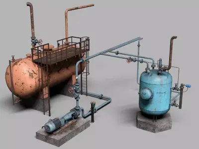 Industrial filtration system Low-poly 3D model