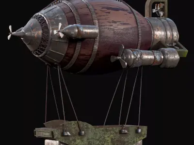 Steam Air Ship  Low-poly 3D model