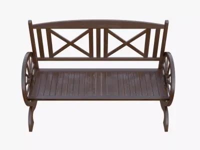 Rustic Wooden Bench Low-poly 3D model