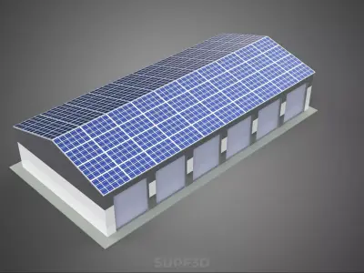 COMMERCIAL GARAGE BUILDING VEHICLE PARKING STORAGE SOLAR ENERGY 3D model