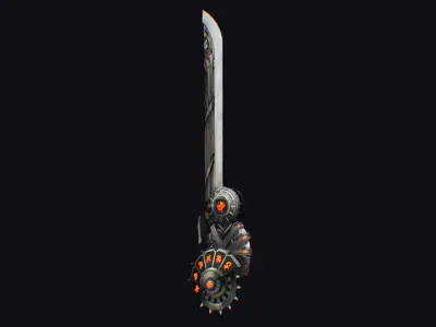 Sword Mechanical Cutting Gear Wheel Dagger Iron Blade Saber Low-poly 3D model