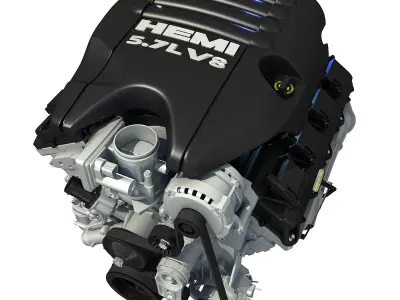 Black Cover Dodge Ram V8 Engine 3D model