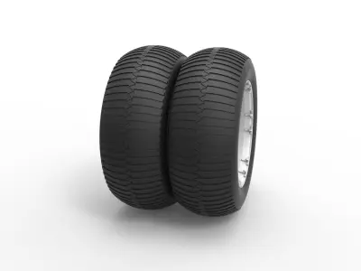 Double Wheel from vintage monster truck Scale 1 to 25 3D print model
