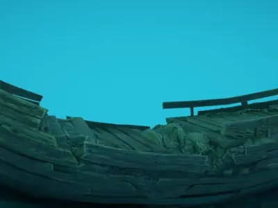 Galleon Shipwreck Low-poly 3D model