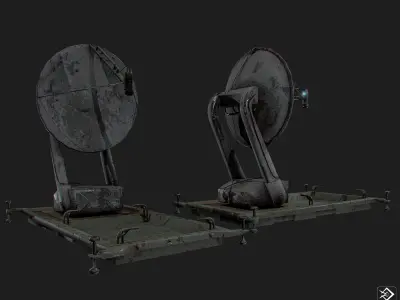 2 Satellite dish Low-poly 3D model