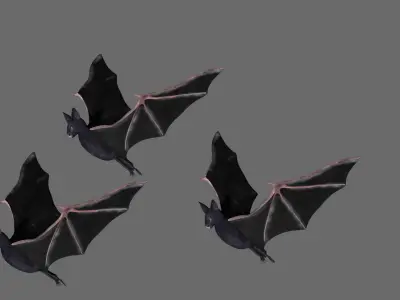 Bat with wings 3 Low-poly 3D model