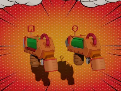 Cartoon-style Pistols Free low-poly 3D model