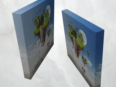 Canvas Art Surreal Floating Island Low-poly 3D model